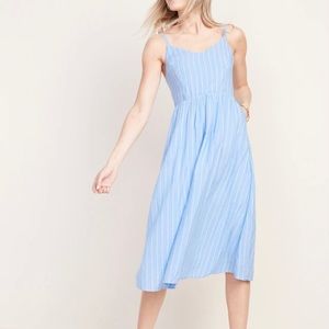 Fit & Flare Striped Cami Midi Dress